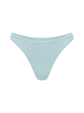 Light blue g-string bikini bottom on a white background