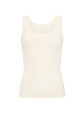 reversible cream classic singlet with scoop and boat necklines and a fitted body, women's bamboo clothing