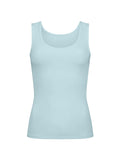 Bamboo light topaz blue classic singlet with scoop neck  on a white background