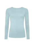 Light Topaz blue long-sleeve crew neck shirt on a white background