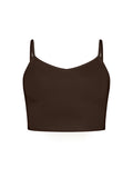 Cocoa brown crop layering singlet with camisole straps, v neckline, fitted body in crop length, women's bamboo clothing