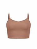 Bamboo Crop Layering Singlet Adjustable Strap - Toffee