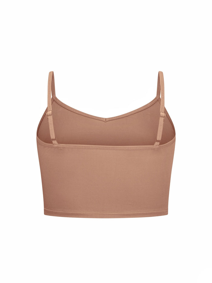Bamboo Crop Layering Singlet Adjustable Strap - Toffee