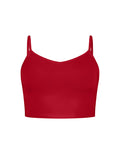 Chili pepper red crop layering singlet with camisole straps, v neckline, fitted body in crop length, women's bamboo clothing