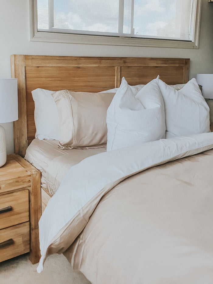 Bamboo Duvet Cover (King) - White/Macadamia