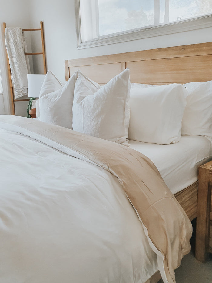 king bed bamboo fitted sheet in white, bamboo bedding