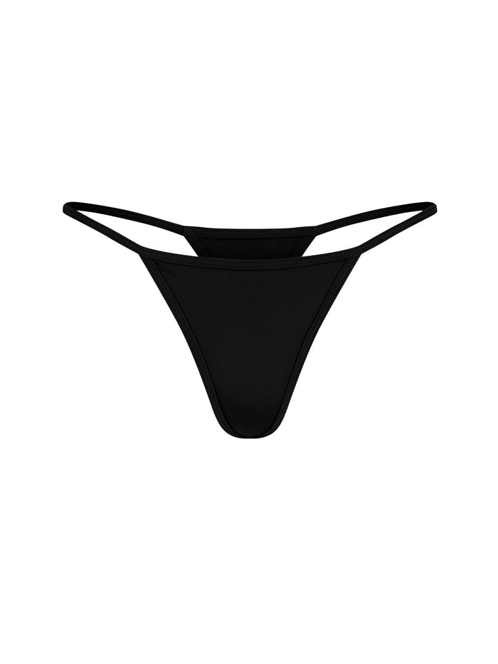 Black barely there, string style g-string, women's bamboo underwear