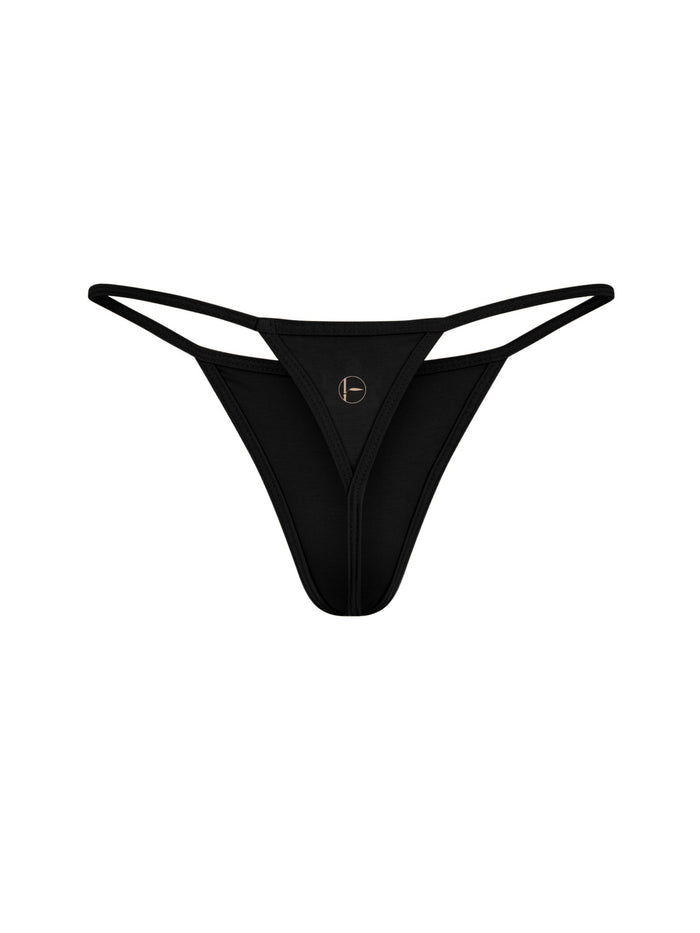 Black barely there, string style g-string, thong women's bamboo underwear