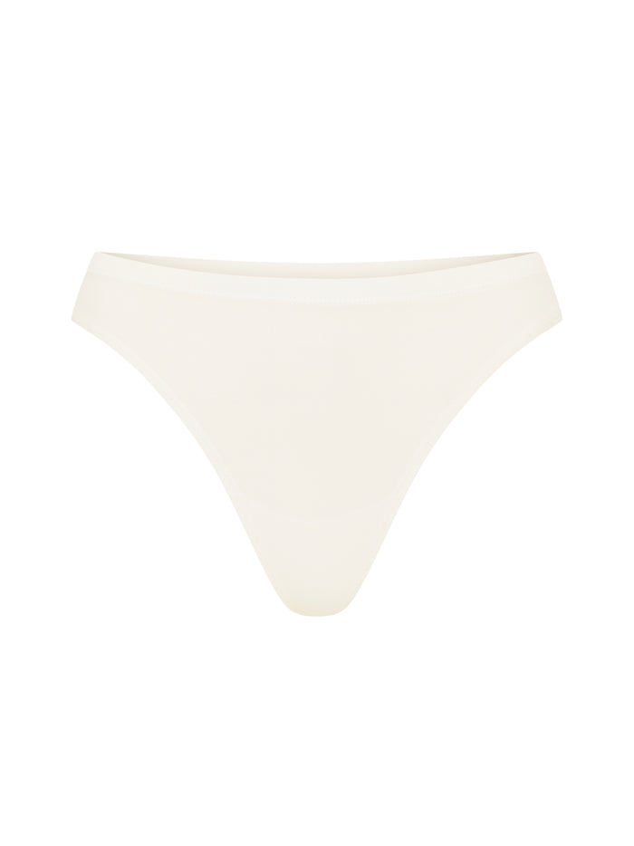 cream hip g-string, mid waist, thong back, fuller coverage g-string, women's bamboo underwear