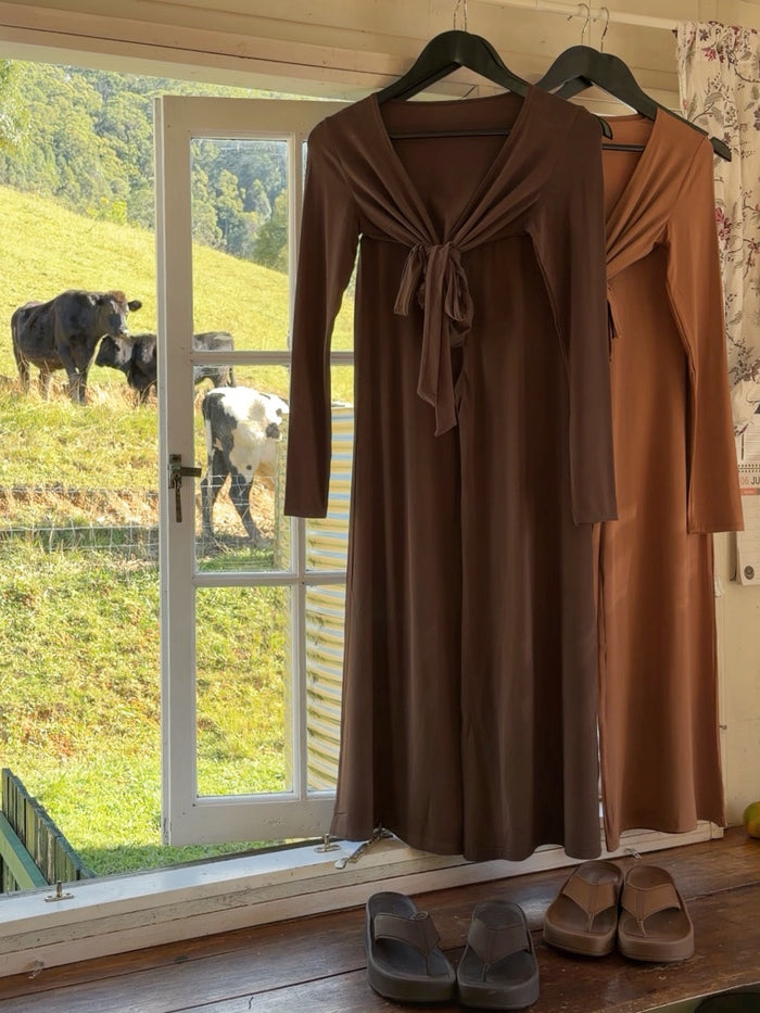 Bamboo Long Sleeve Ballet Wrap - Cocoa