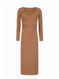 Bamboo Long Sleeve Cowl Neck Maxi Dress - Toffee