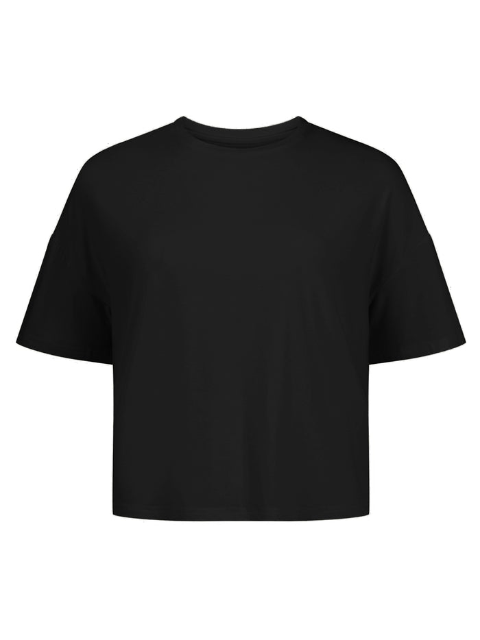 Black t-shirt on a white background