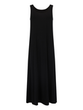 Black reversible maxi length dress with scoop and boat necklines, women's bamboo clothing