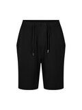Men's knee length Black casual shorts with elasticised waist, drawstring and deep pockets, men's bamboo clothing