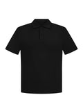 Black short sleeve men's polo shirt, generous fit, soft fibbed collar and 3 buttons, men's bamboo clothing