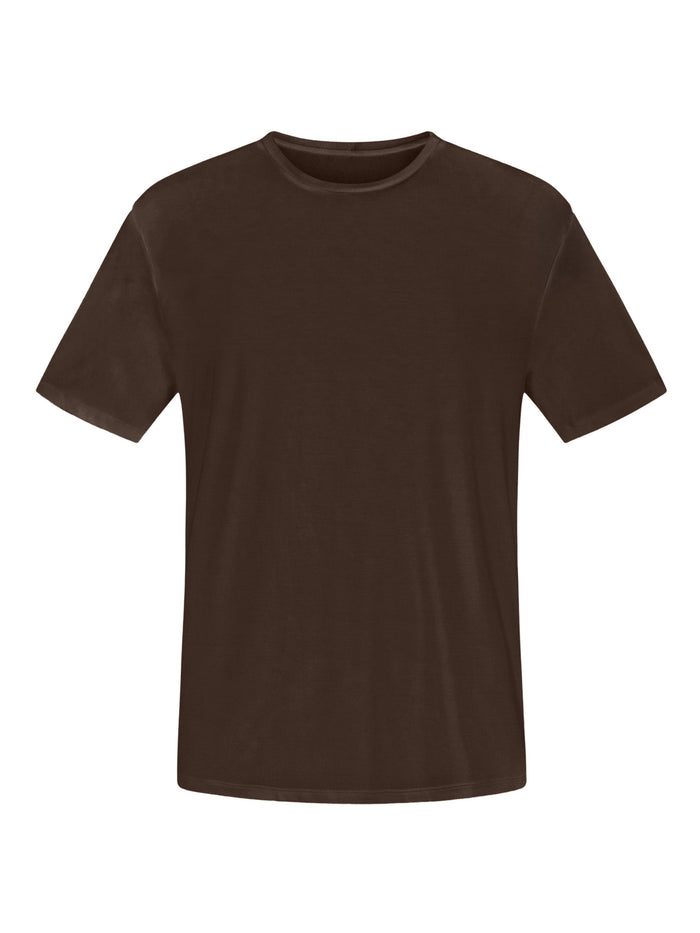 cocoa brown generous classic fit tee, soft neckband, crew neckline, short sleeve, men's bamboo clothing