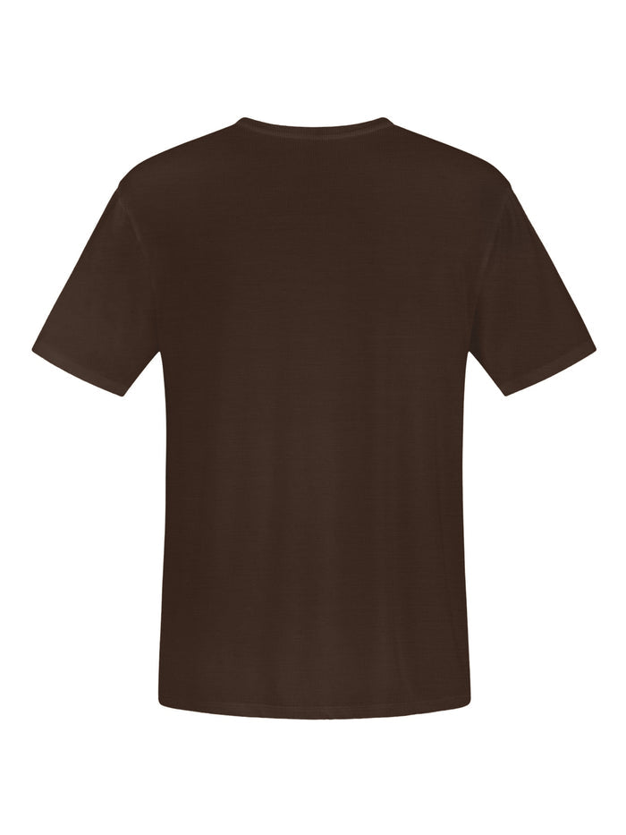 cocoa brown generous classic fit tee, soft neckband, crew neckline, short sleeve, men's bamboo clothing