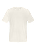 cream classic fit tee, soft neckband, crew neckline, short sleeve, men's bamboo clothing