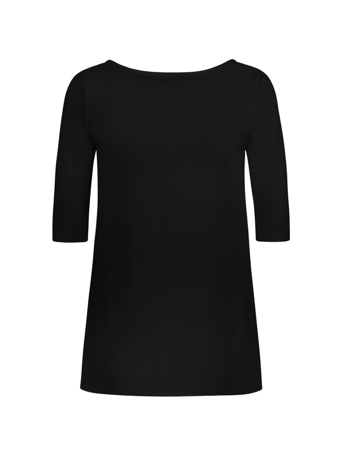 Black shirt with three-quarter sleeves on a white background