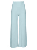 Bamboo light topaz blue wide-leg palazzo pants on a white background