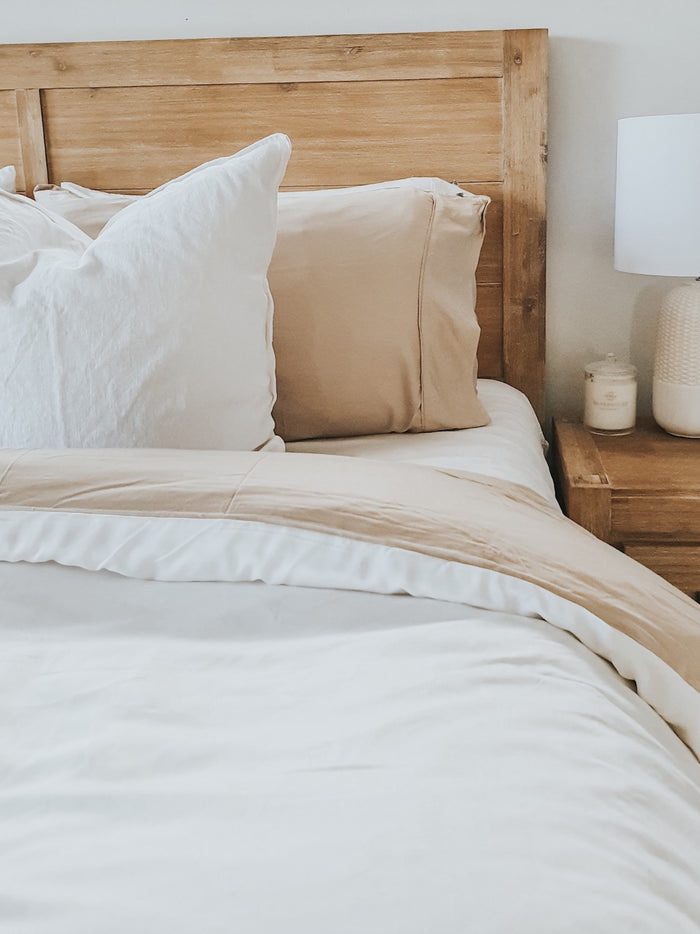 pillow slip set in macadamia, bamboo bedding