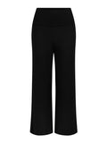 Black 7/8 length resort pants, double layered adjustable high waistband, classic design, women's bamboo clothing