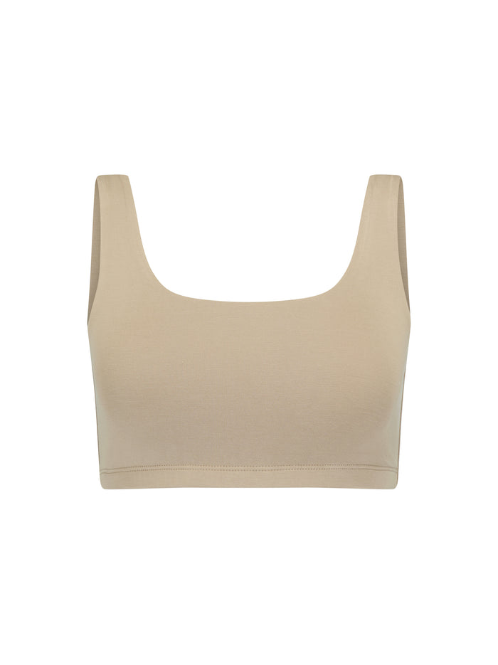 caramel reversible bra, high or low scoop neckline and wide shoulder straps, wireless bra, women's bamboo underwear