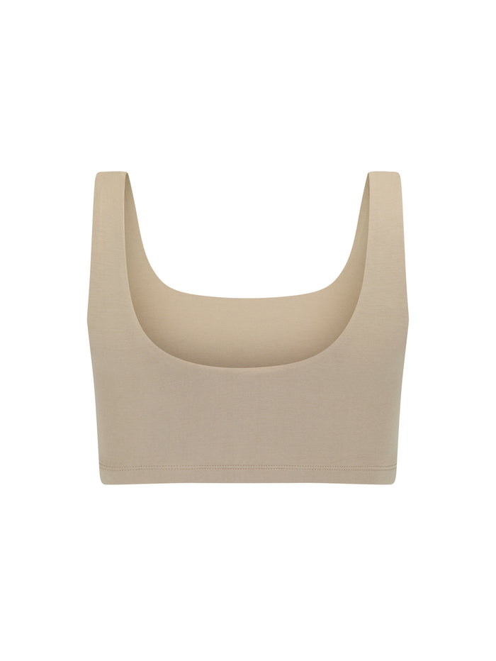 caramel reversible bra, high or low scoop neckline and wide shoulder straps, wireless bra, women's bamboo underwear