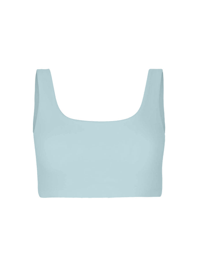 Bamboo light topaz blue reversible bra on a white background