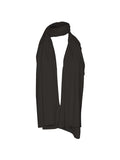 Model wearing black large scarf, convertible style worn as scarf, wrap and shawl, women's bamboo clothing accessories
