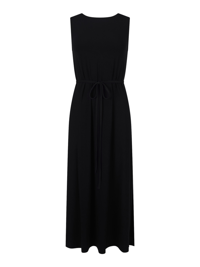 Bamboo Scoop Neck Maxi Dress - Black