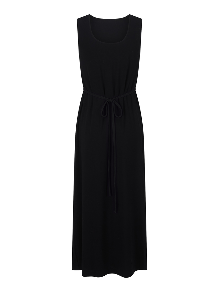 Bamboo Scoop Neck Maxi Dress - Black