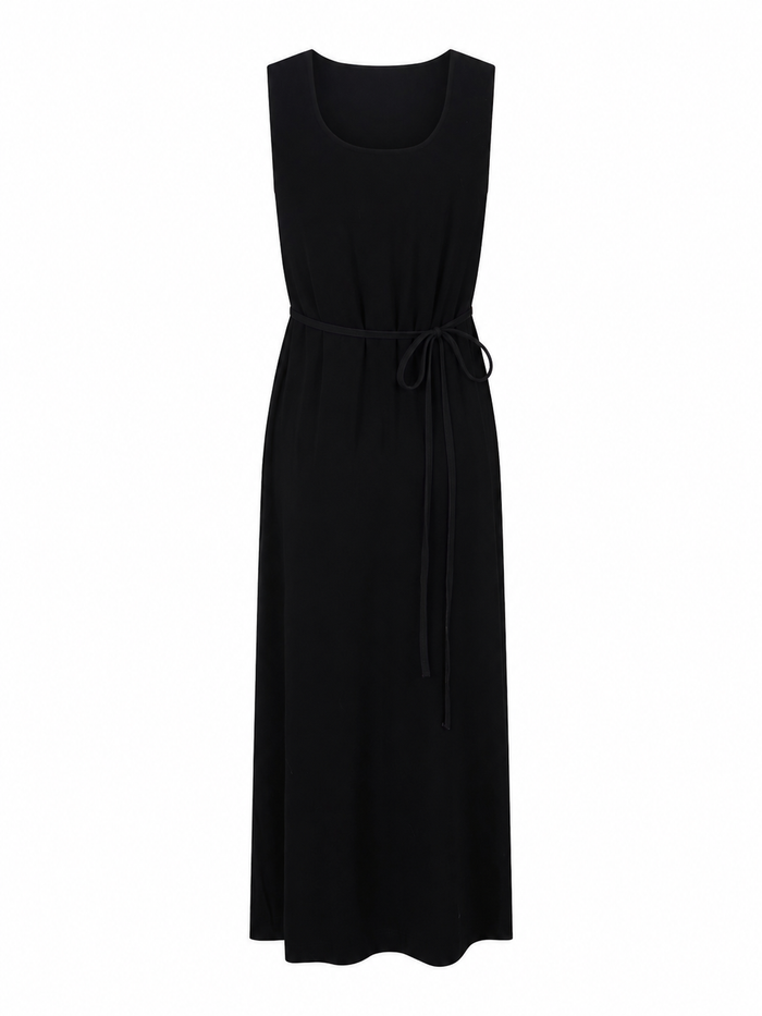 Bamboo Scoop Neck Maxi Dress - Black