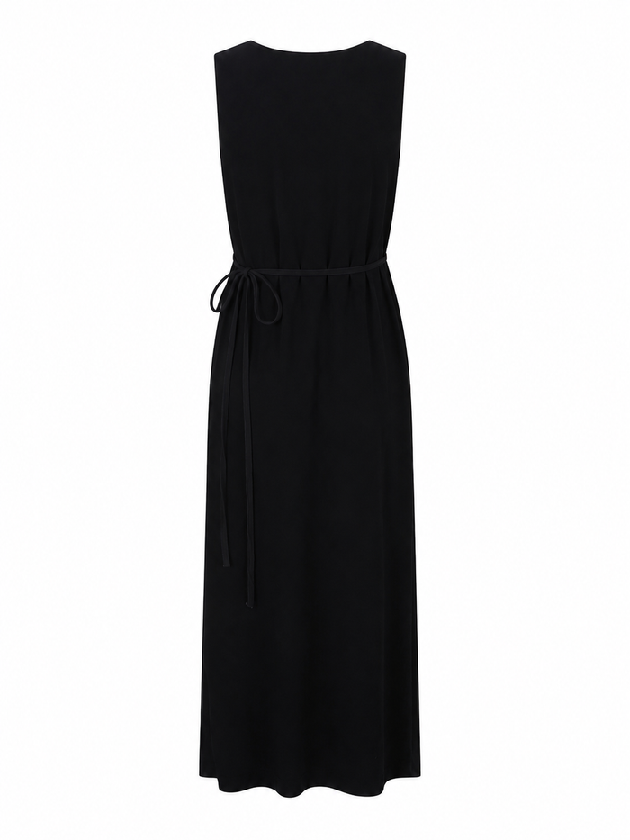 Bamboo Scoop Neck Maxi Dress - Black