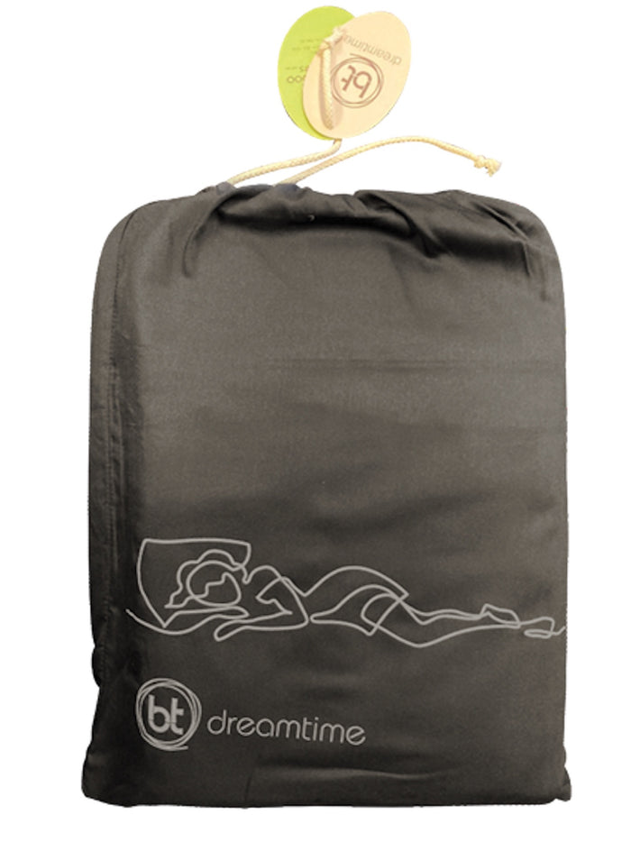 queen bed bamboo sheet set with fitted sheet, flat sheet and 2 pillow slips in slate grey, bamboo bedding