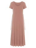 Bamboo Short Slv Scoop Neck Maxi Dress - Toffee