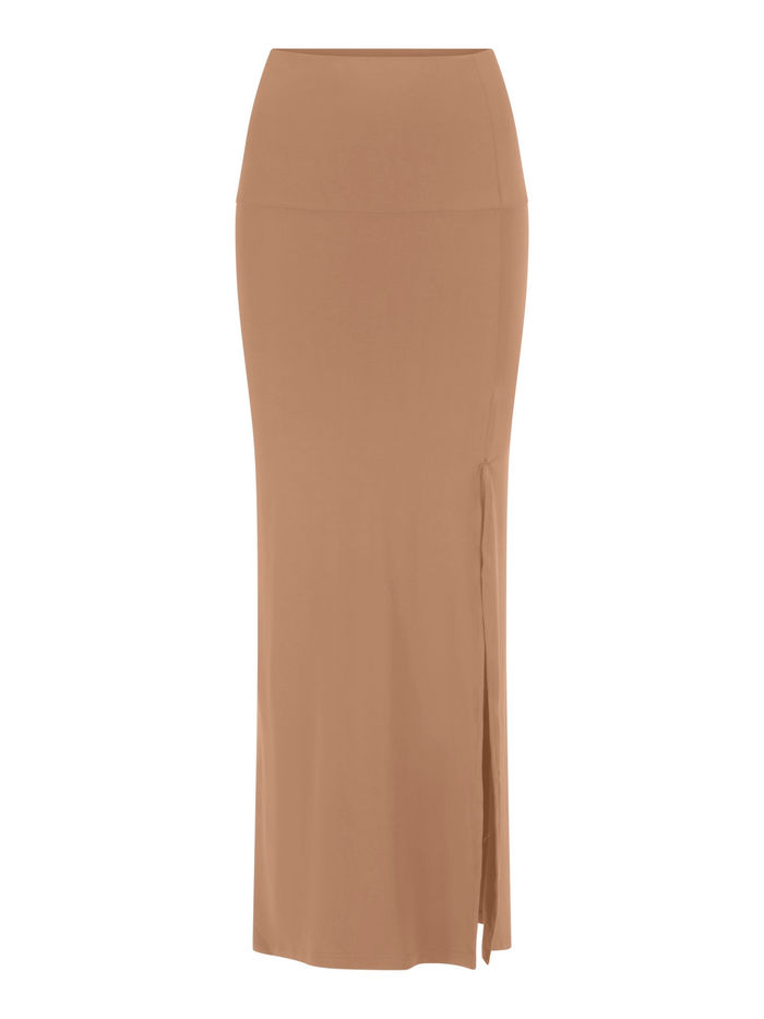 Bamboo Side Split Maxi Skirt - Toffee