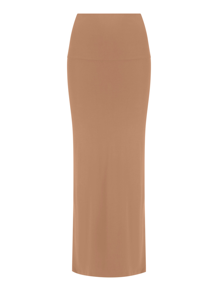 Bamboo Side Split Maxi Skirt - Toffee