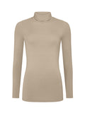 Beige turtleneck sweater on a white background