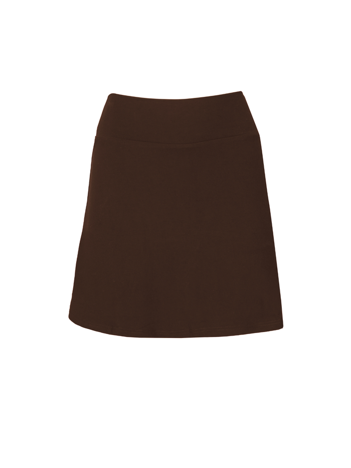 cocoa brown women's skort, skirt with hidden bike shorts underneath, women's bamboo clothing