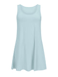 Light Topaz Blue Sleeveless Tunic Dress reversible with boat or scoop neck line, womens bamboo clothing