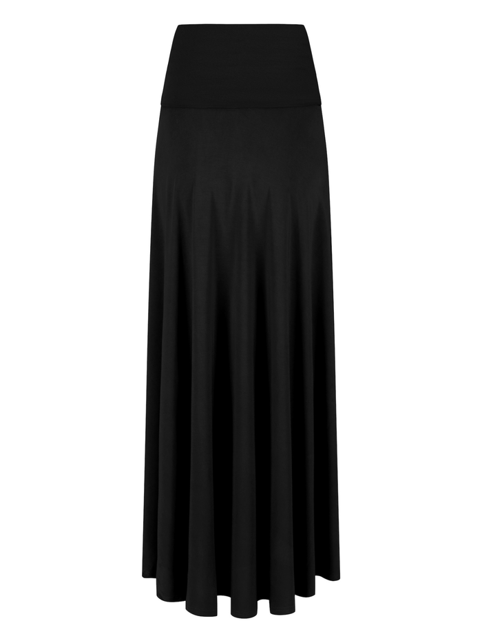 Black maxi skirt on a white background