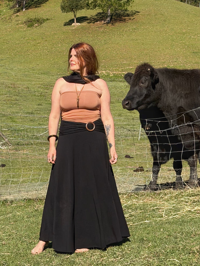 Bamboo Swishy Skirt Maxi - Black