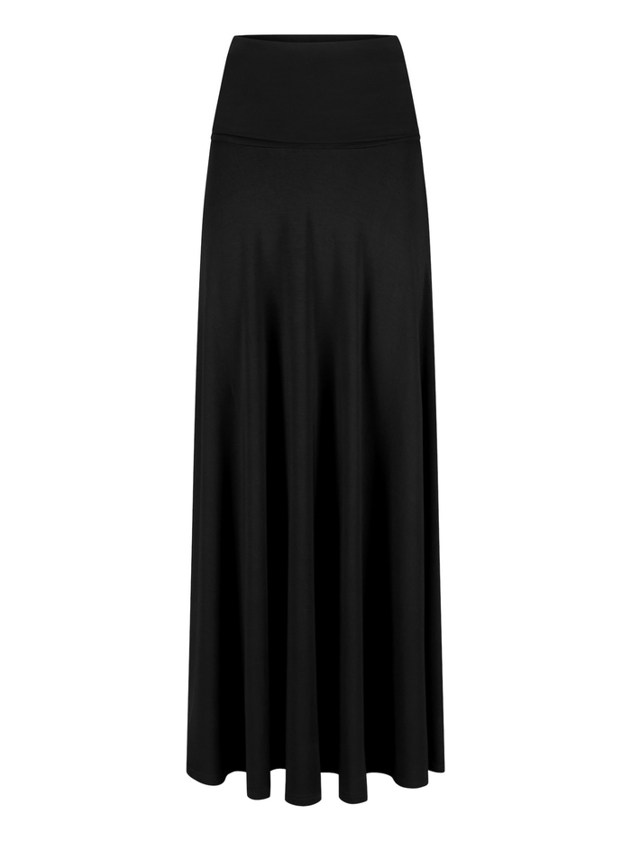 Black maxi skirt on a white background