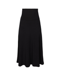 Black swing style long swishy skirt, converts to dress, mid - low calf length, double layered deep waistband, women's bamboo clothing