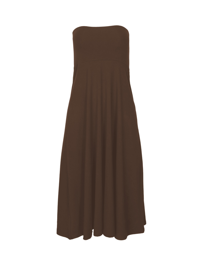 Cocoa swing style long swishy skirt, converts to strapless dress, double layered deep waistband, women's bamboo clothing