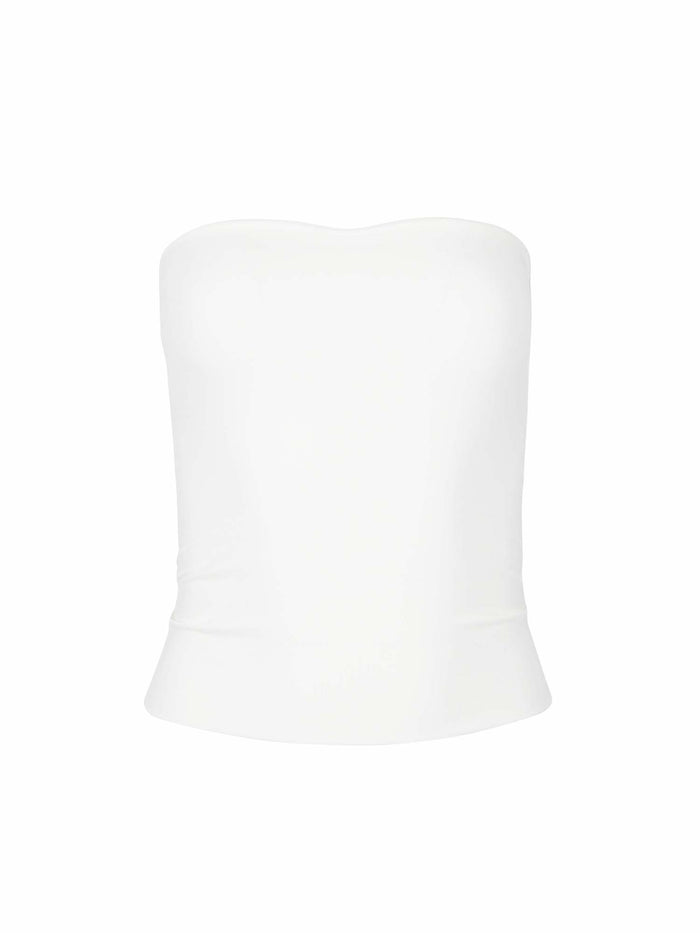 Cream strapless boob tube top with supportive double layer fabric, women's bamboo clothing
