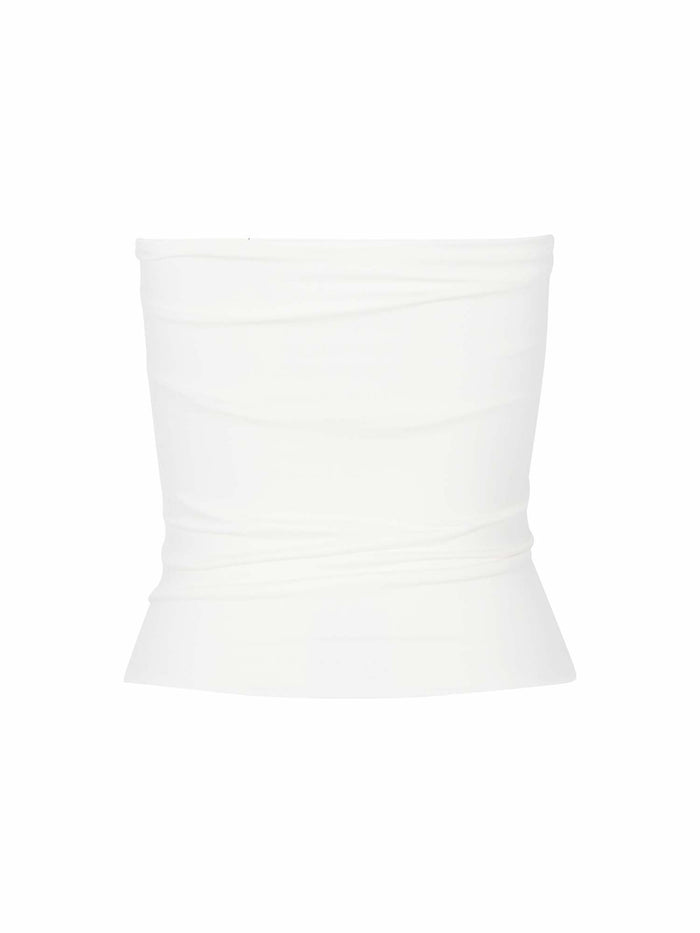 Cream strapless boob tube top with supportive double layer fabric, women's bamboo clothing
