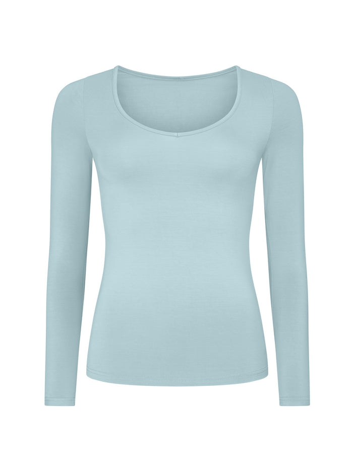 Light blue long-sleeve shirt on a white background