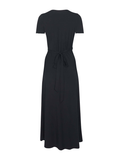 Bamboo Wrap Dress - Maxi - Short Sleeve - Black